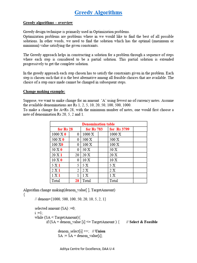Overview of Greedy Algorithms | PDF | Technology & Engineering