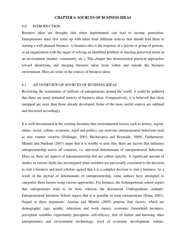 Sources Of Business Ideas In Entrepreneurship 2020 Pdf