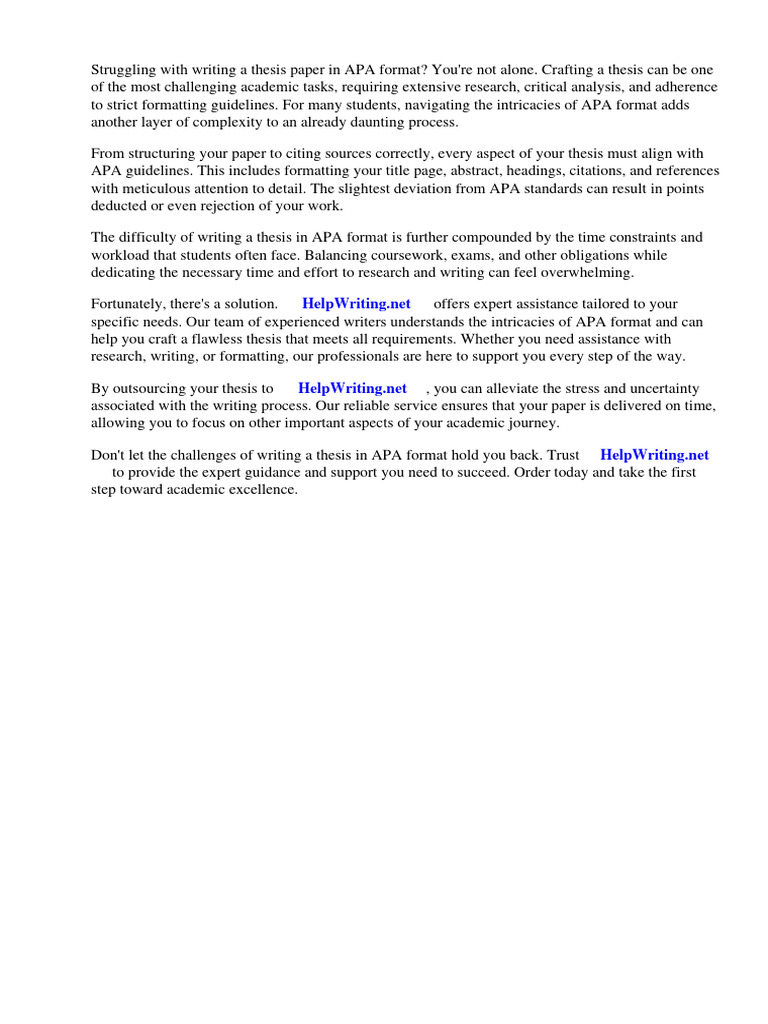 Thesis Paper Format Apa | PDF