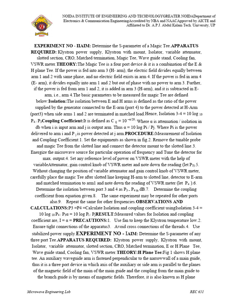 Experiment No I Ii Pdf