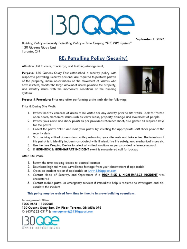 Security Patrolling Policy for 130 QQE | PDF | Technology & Engineering