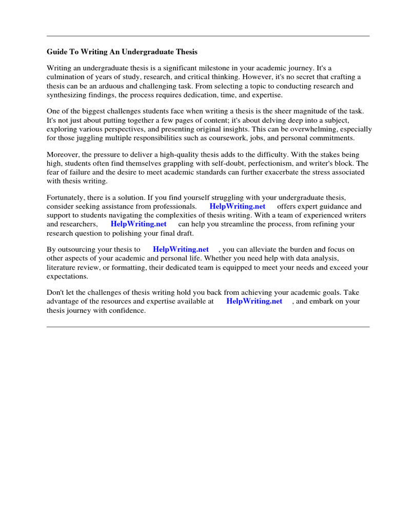 Guide To Writing An Undergraduate Thesis | PDF