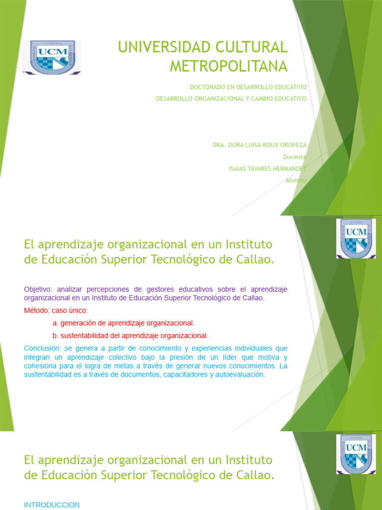 Aprendizaje Organizacional en IEST Callao | PDF | Aprendizaje | Maestros