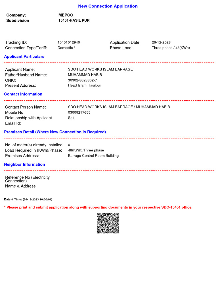 New Connection Application PDF