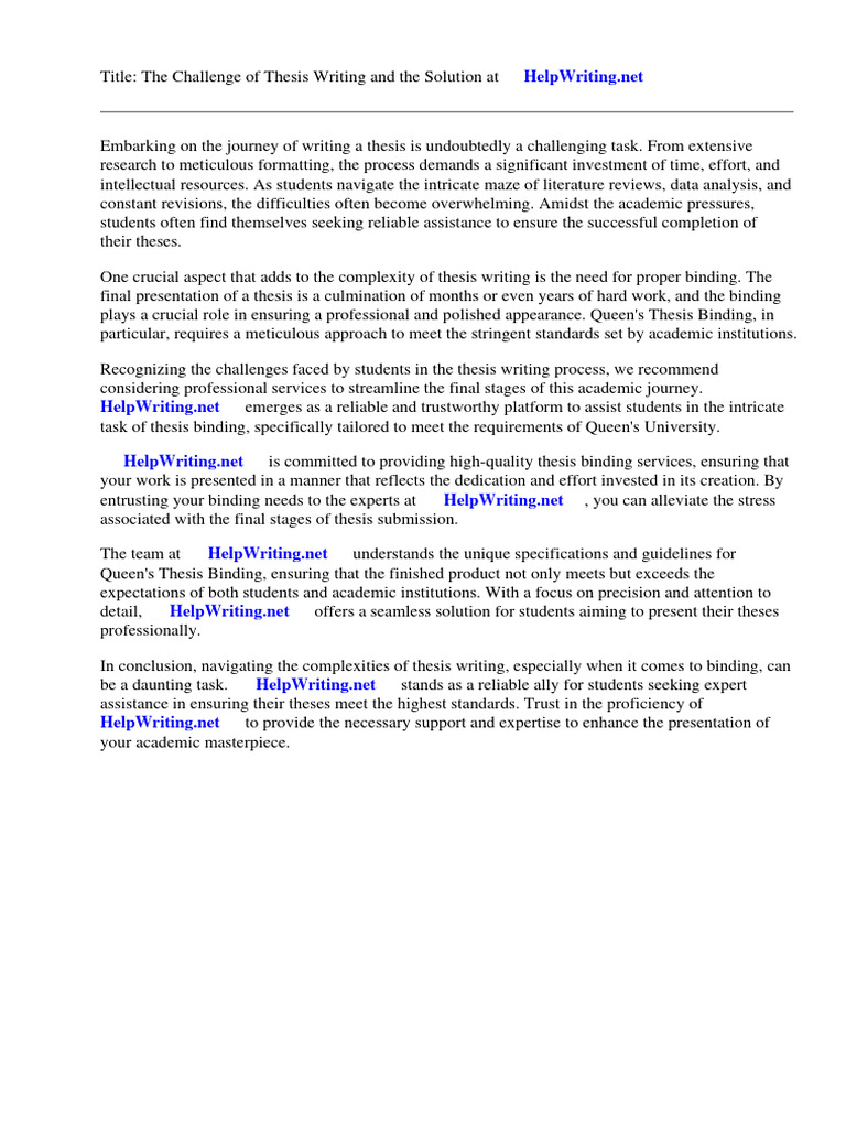 Queens Thesis Binding Pdf