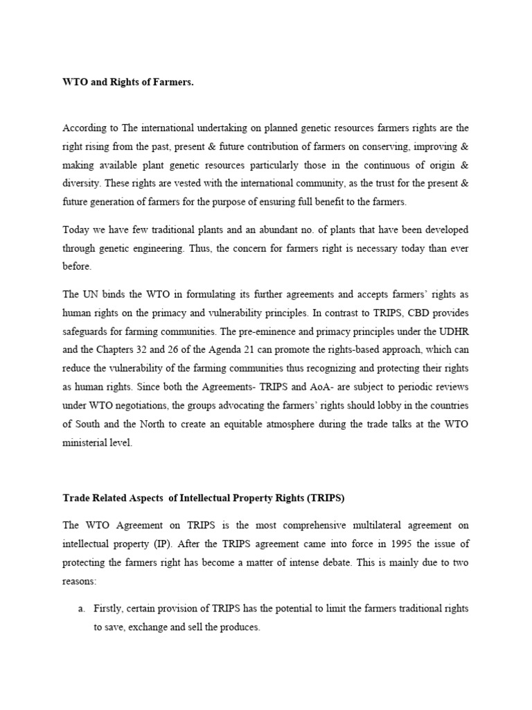 wto-and-rights-of-farmers-pdf-world-trade-organization-trips