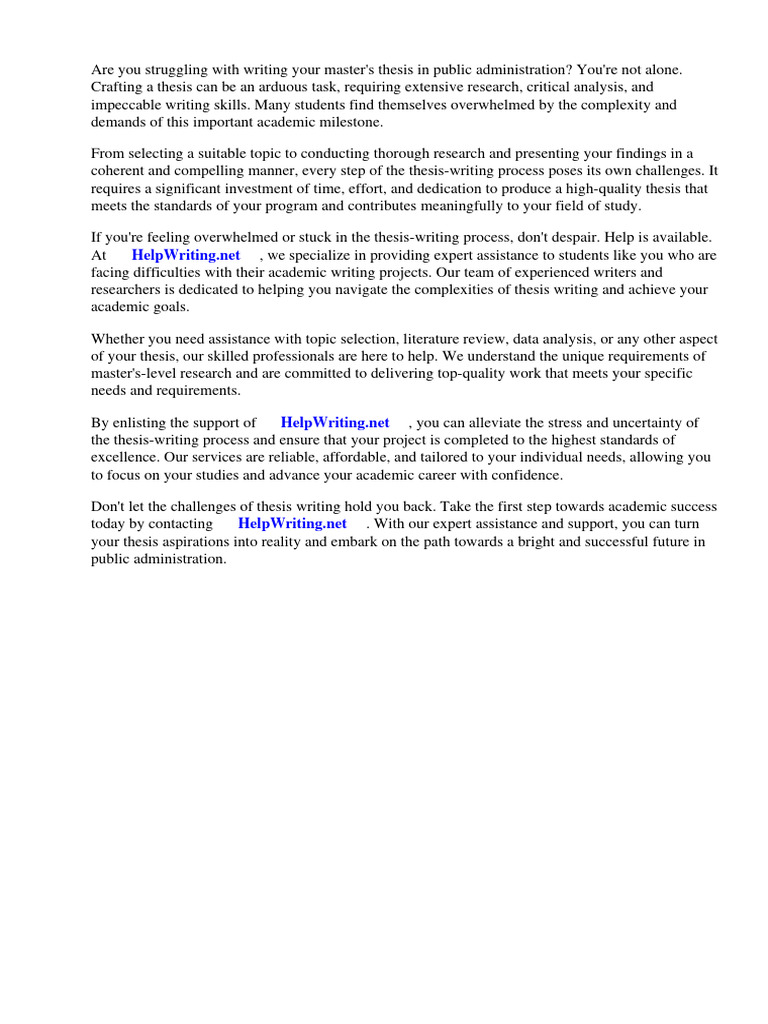 Sample thesis proposal for master in public administration pdf