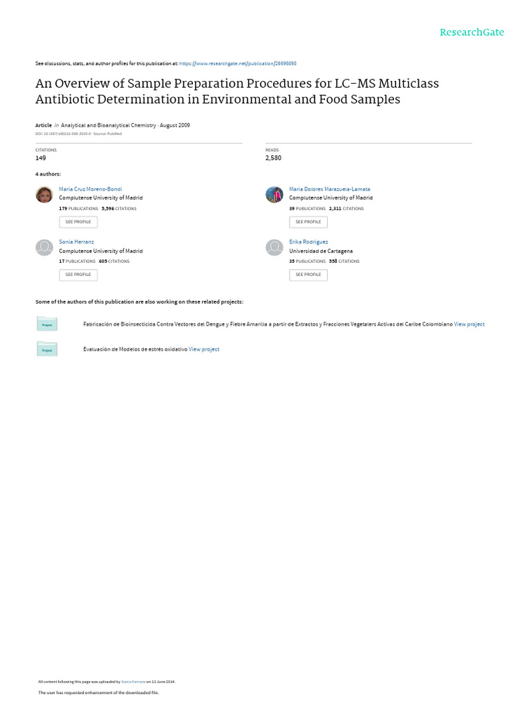 An Overview Of Sample Preparation Procedures For Lc Ms Multiclass