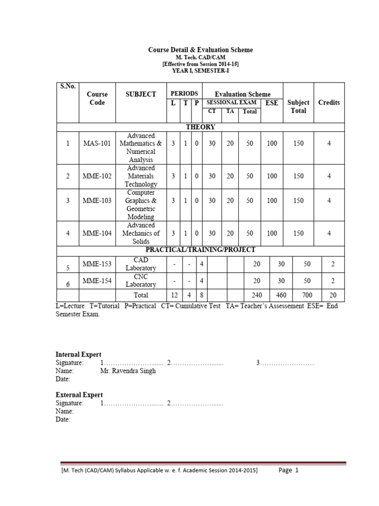 M.Tech - CAD - CAM - Syllabus Updated | PDF | Partial Differential ...