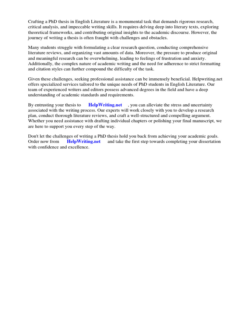 PHD Thesis in English Literature PDF | PDF | Thesis | Doctor Of Philosophy