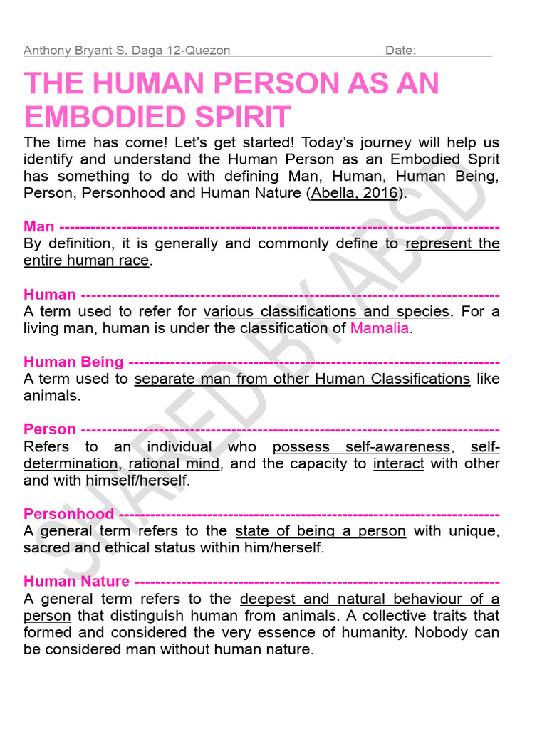 Intro To Philo Quarter 2 Notes Pdf Soul Free Will