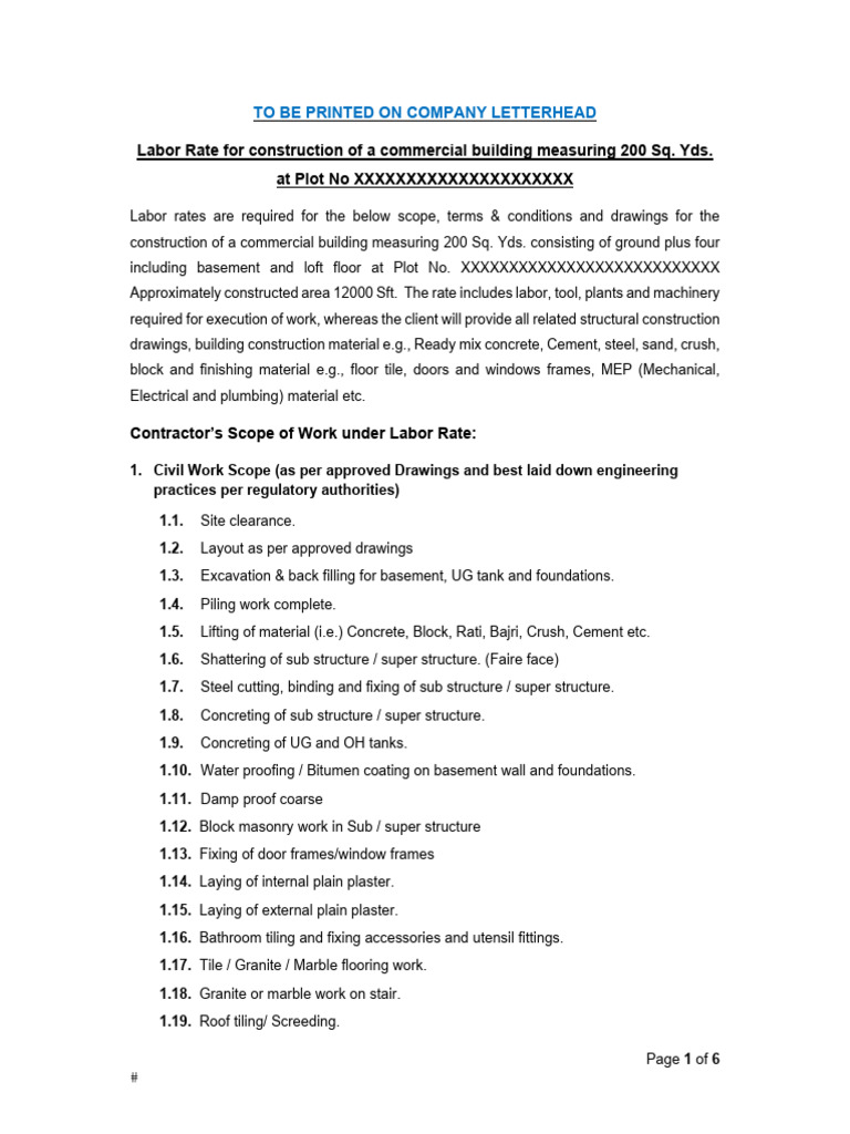 Labor Rate Template for Construction | PDF | Technology & Engineering