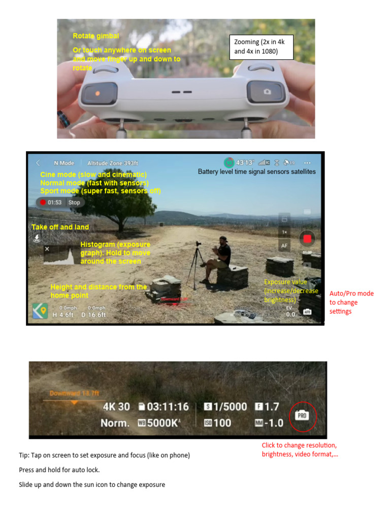 Drone Control and Camera Settings Guide | PDF | Computers