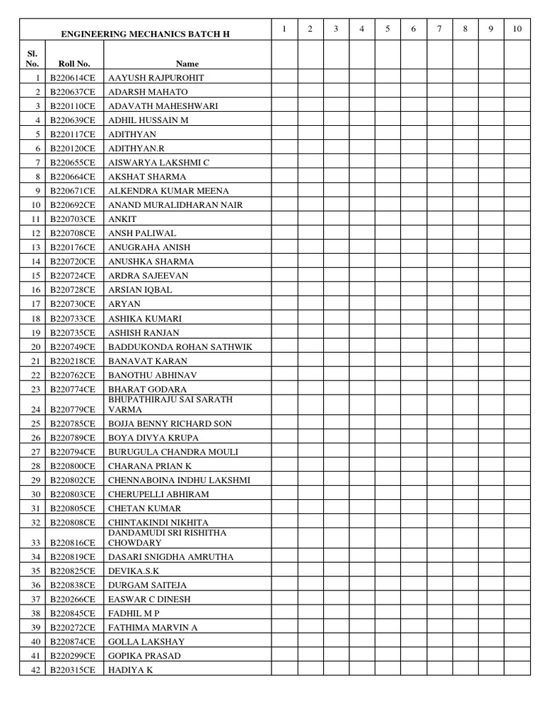 Student list PDF