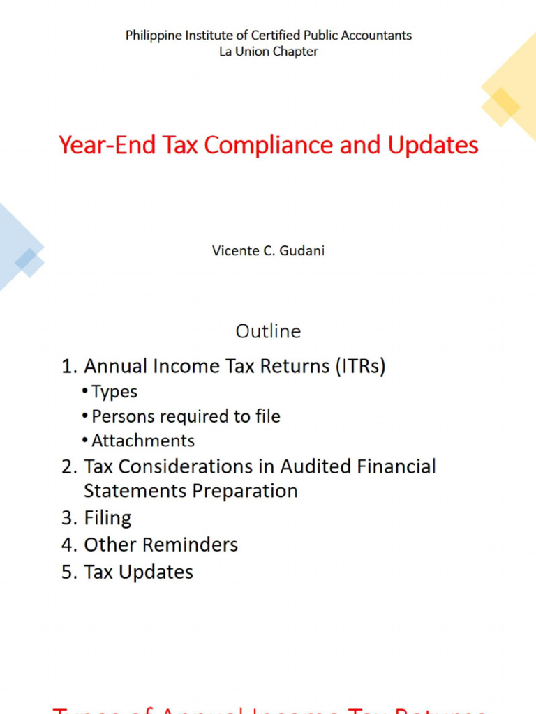 Materialsfeb25part1 Year End Tax Compliance And Updates Picpa La Union