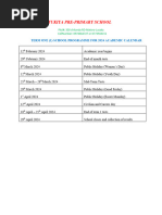 Term One Academic Calendar