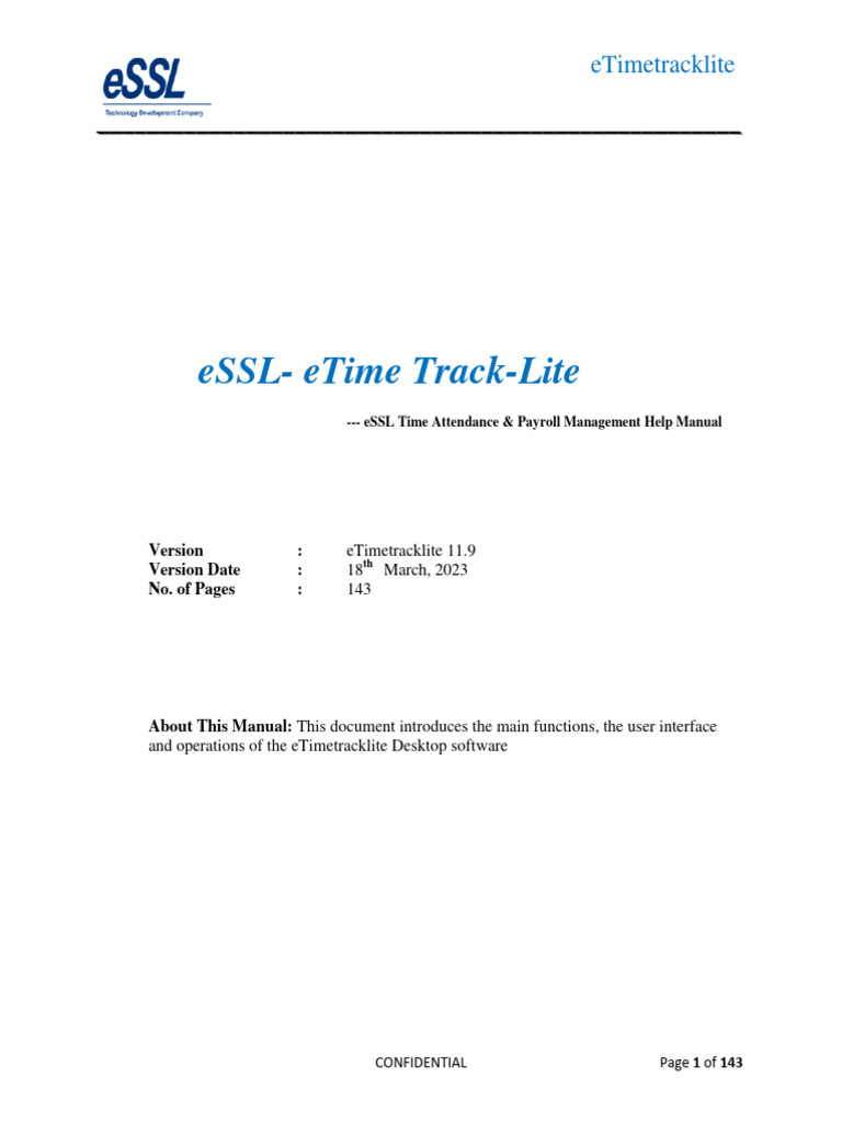 eSSL eTimeTrack-Lite User Manual | PDF | Microsoft Access | Databases