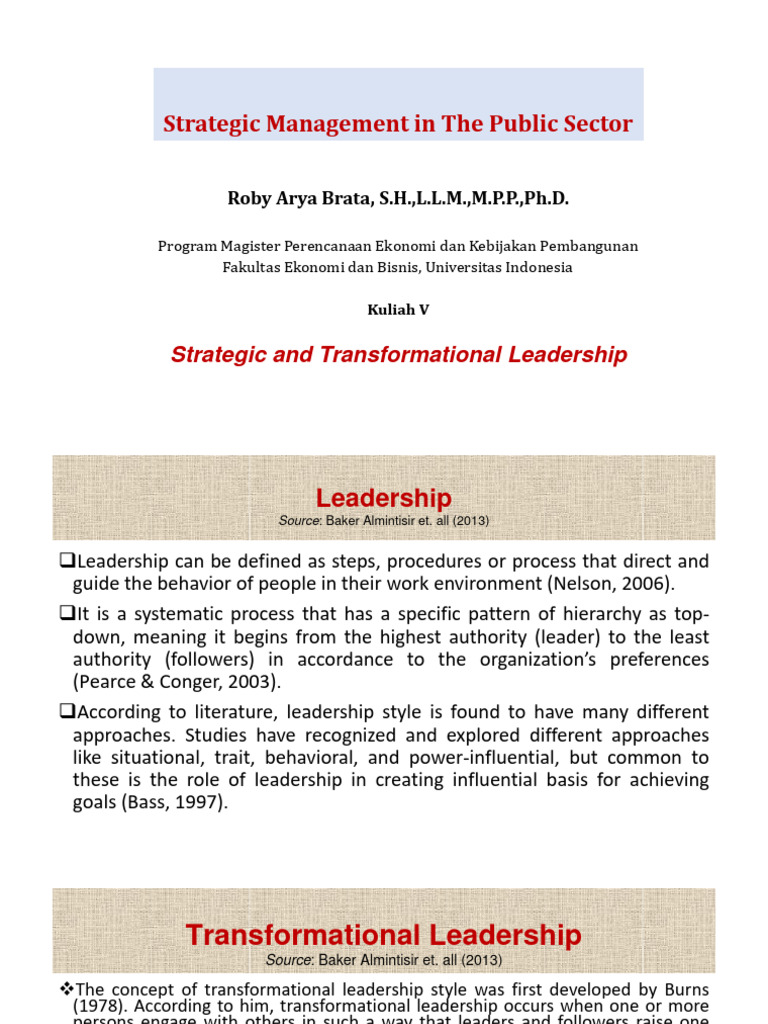 Kuliah V Strategic And Transformational Leadership English Pdf