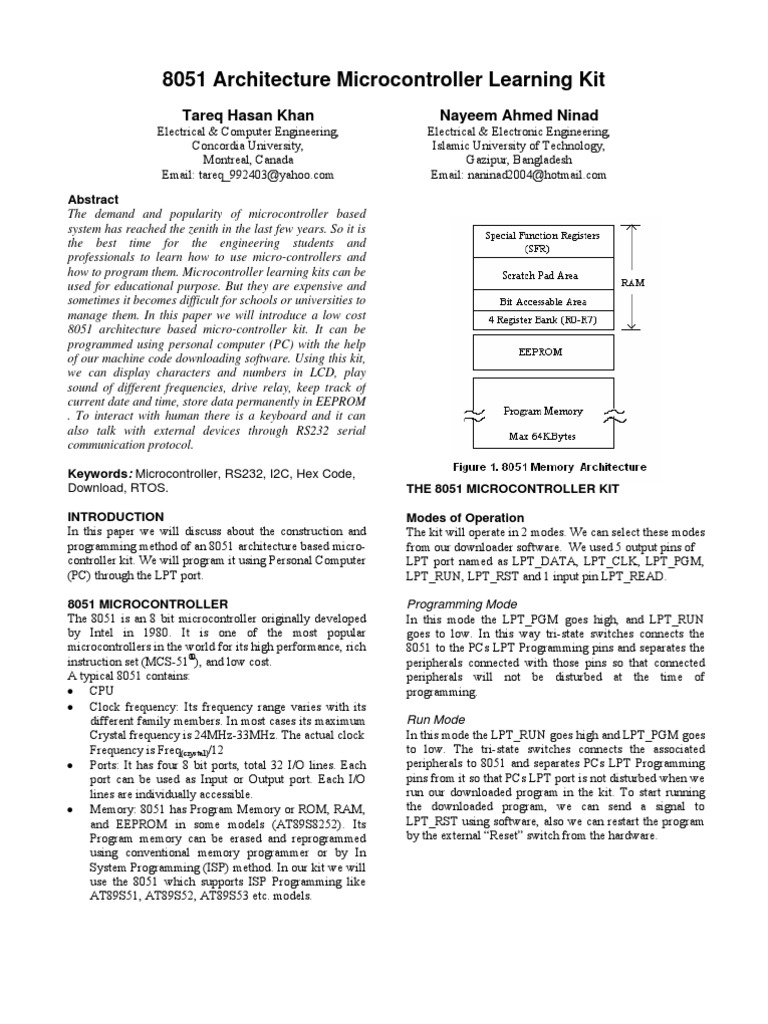 Architecture Micro Controller Learning Kit | PDF