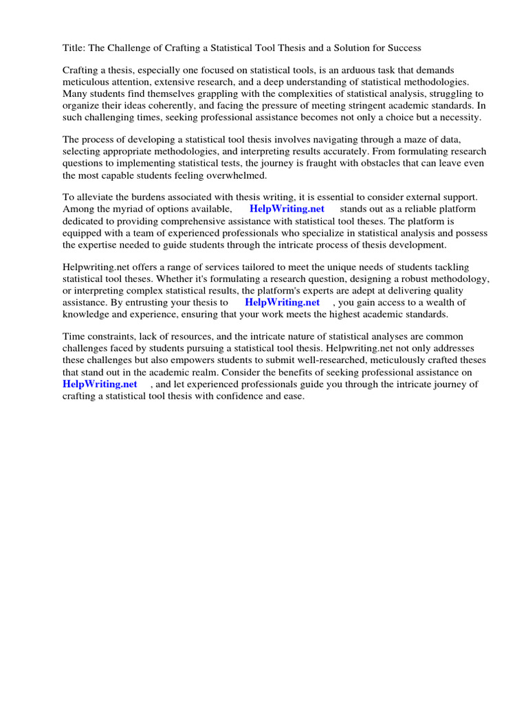 Statistical Tool Thesis Pdf