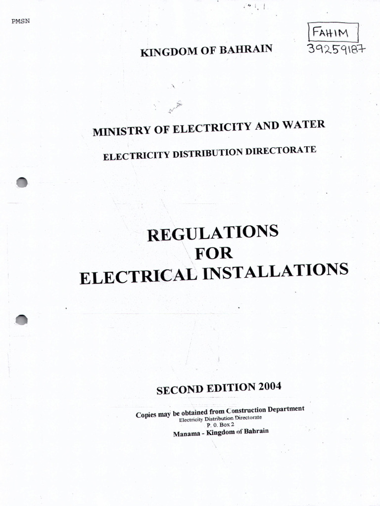 Regulation For Electircal Installation1 PDF Electrical Wiring Fuse (Electrical)