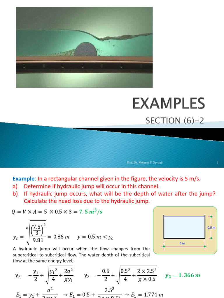 Hydraulic Jump Calculations Guide | PDF | Dynamics (Mechanics) | Liquids
