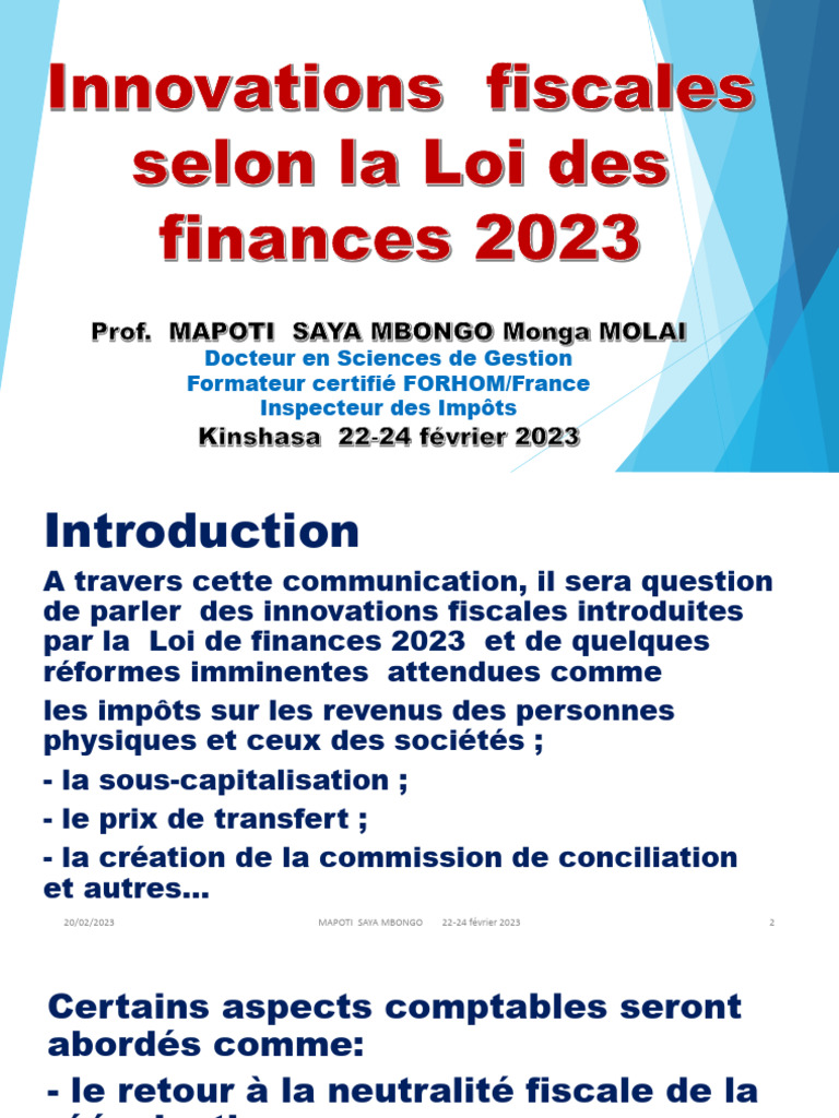 Innovations fiscales de la Loi 2023 | PDF | Taxe sur la valeur ajoutée ...