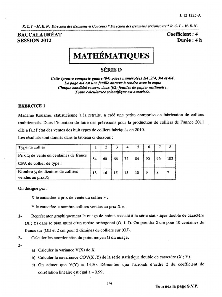Bac D Math 2012 | PDF