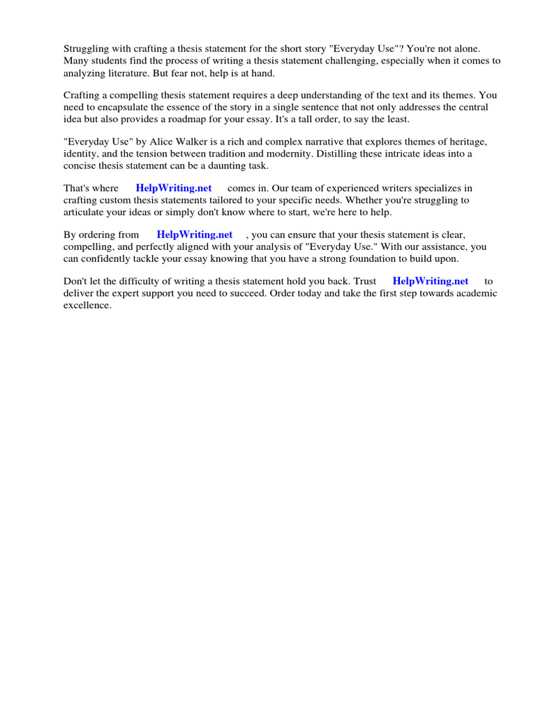 Thesis statement for the short story everyday use pdf essays