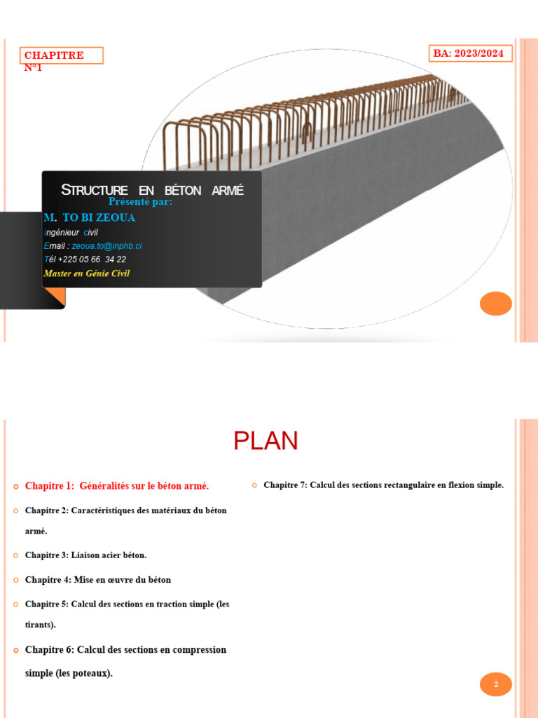 Cours sur le Béton Armé en Génie Civil | PDF | Béton armé | Béton