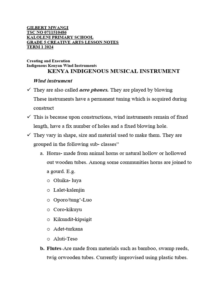 Kenyan Indigenous Wind Instruments | PDF | Social Science | Home & Garden