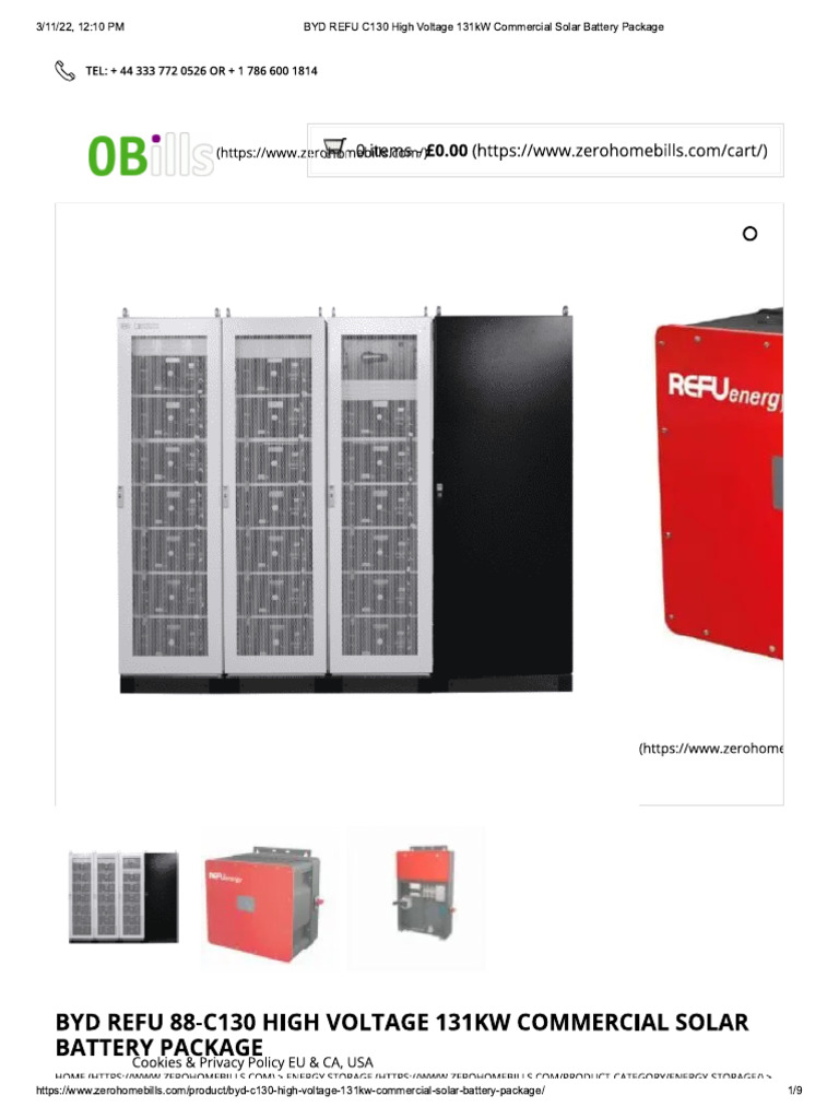 BYD REFU C130 High Voltage 131kW Commercial Solar Battery Package | PDF