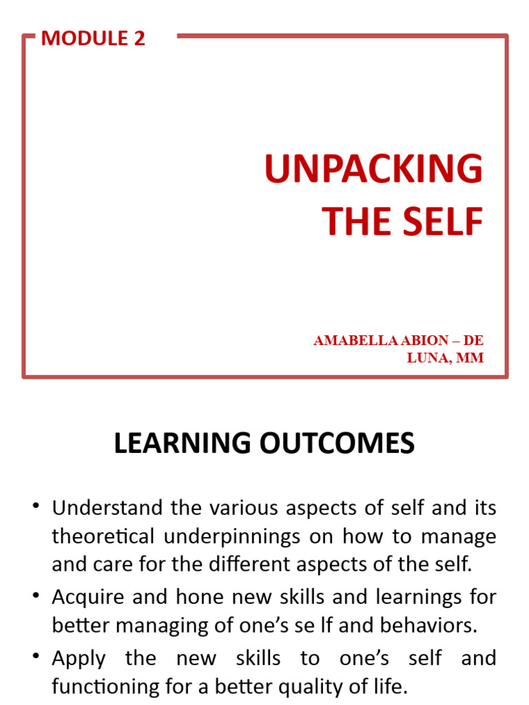 Module 2 Unpacking The Self - Physical, Sexual and Material Self | PDF ...