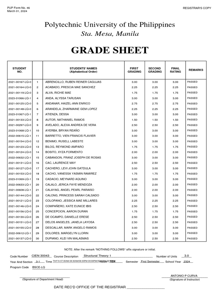 GradeSheet 4 | PDF