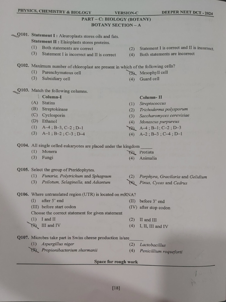 Deeper NEET DCT 2024 Biology Paper | PDF
