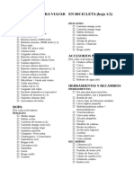 Check List para Viajar en Bicicleta