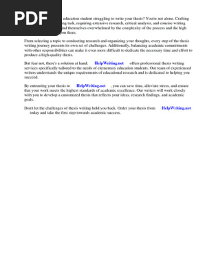 Sample Thesis for Elementary Education Students