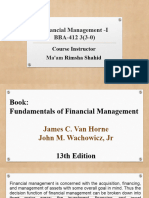 Financial Management - I BBA-412 3 (3-0) BS (SE)