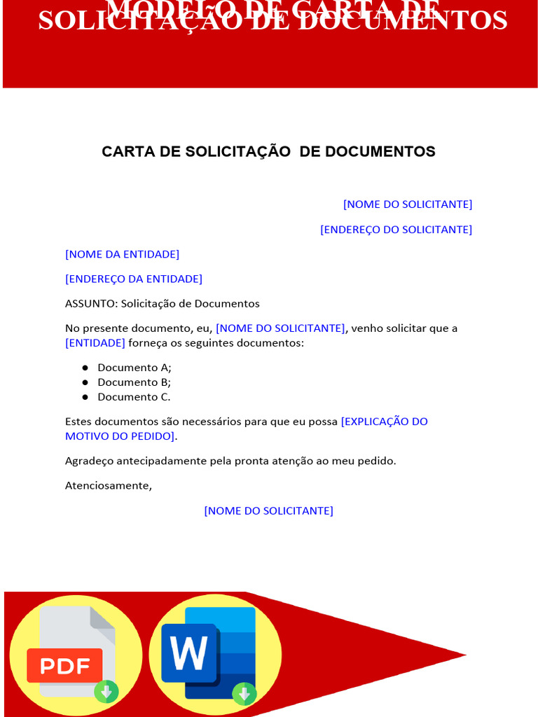 Modelo de Carta de Solicitacao de Documentos | PDF
