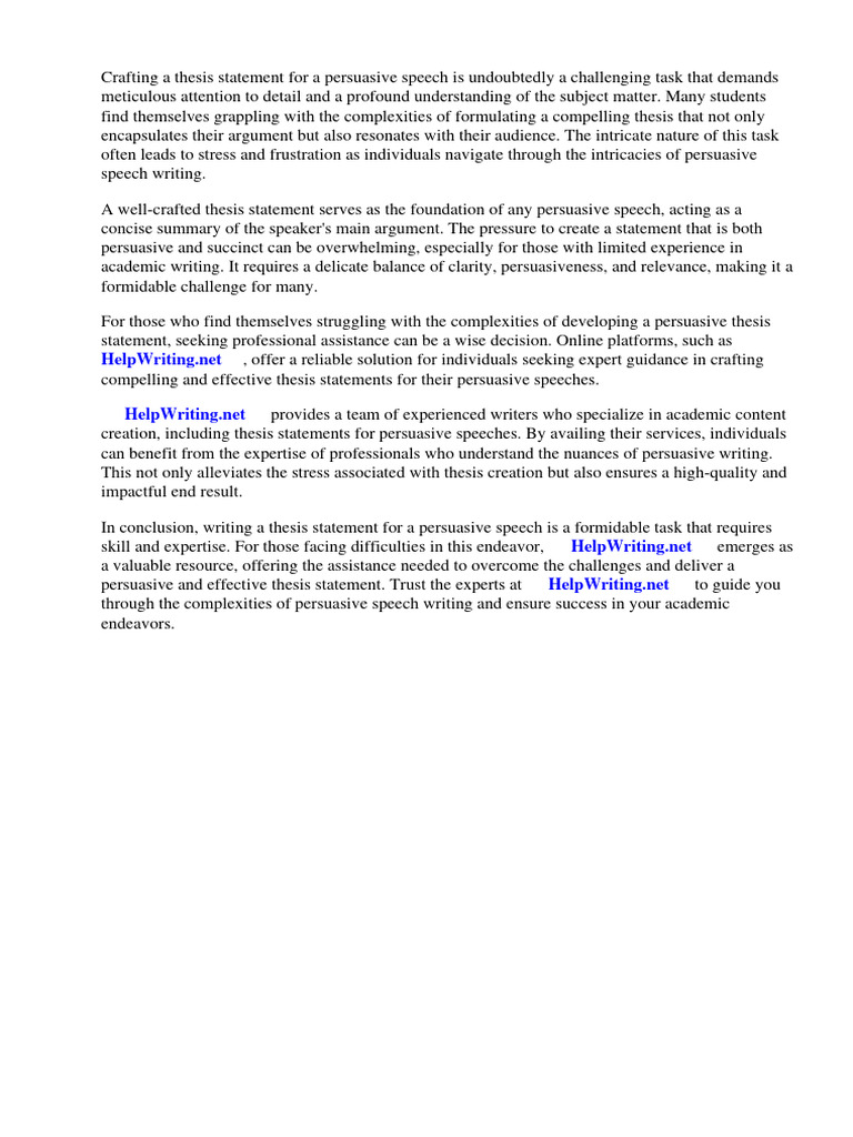 Closing Statement For Persuasive Speech