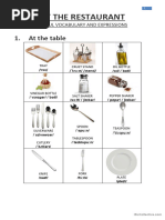 Food - at The Restaurant - Vocabulary