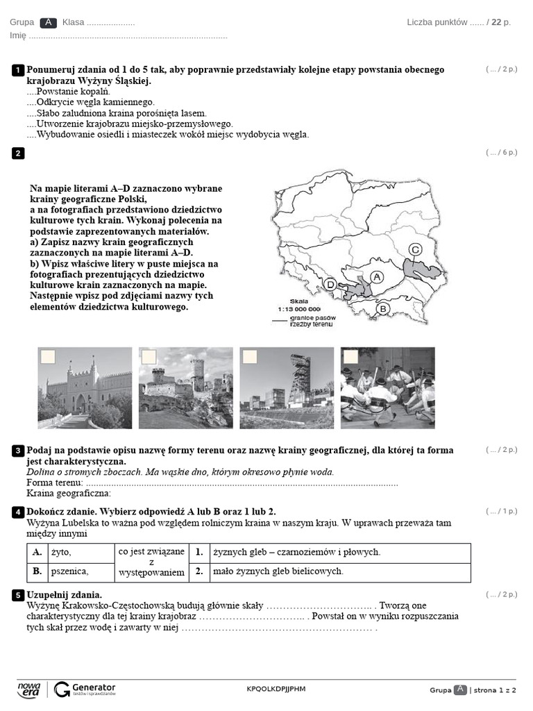 Krajobrazy polski cz 2 test z widoczn punktacj pdf