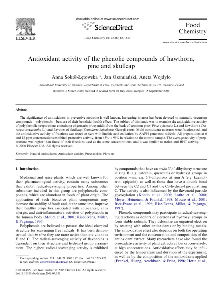 Antioxidant Activity of Polyphenols | PDF | Polyphenol | Antioxidant