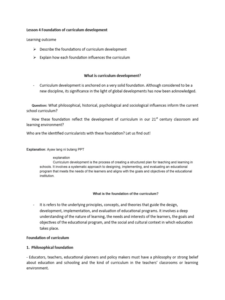 Foundations of Curriculum Development | PDF | Curriculum | Learning