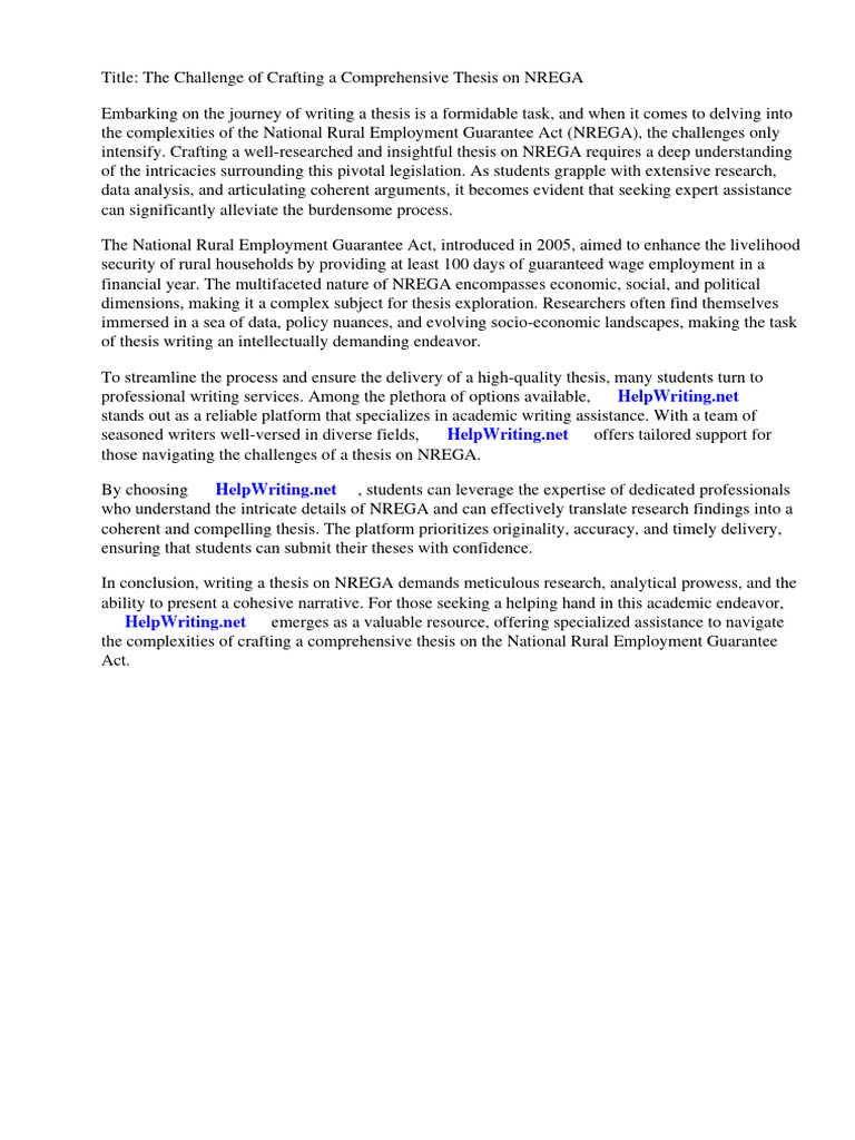 Thesis on nrega pdf business social science
