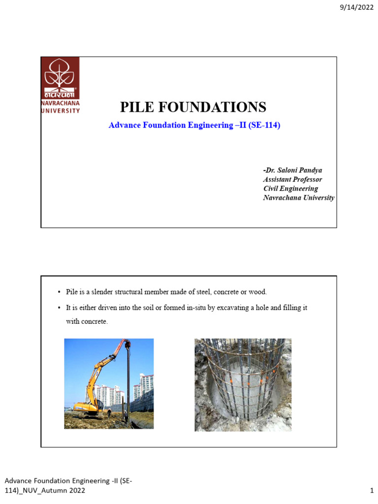 Pile Foundations - 13-9-2022 | PDF | Deep Foundation | Foundation ...