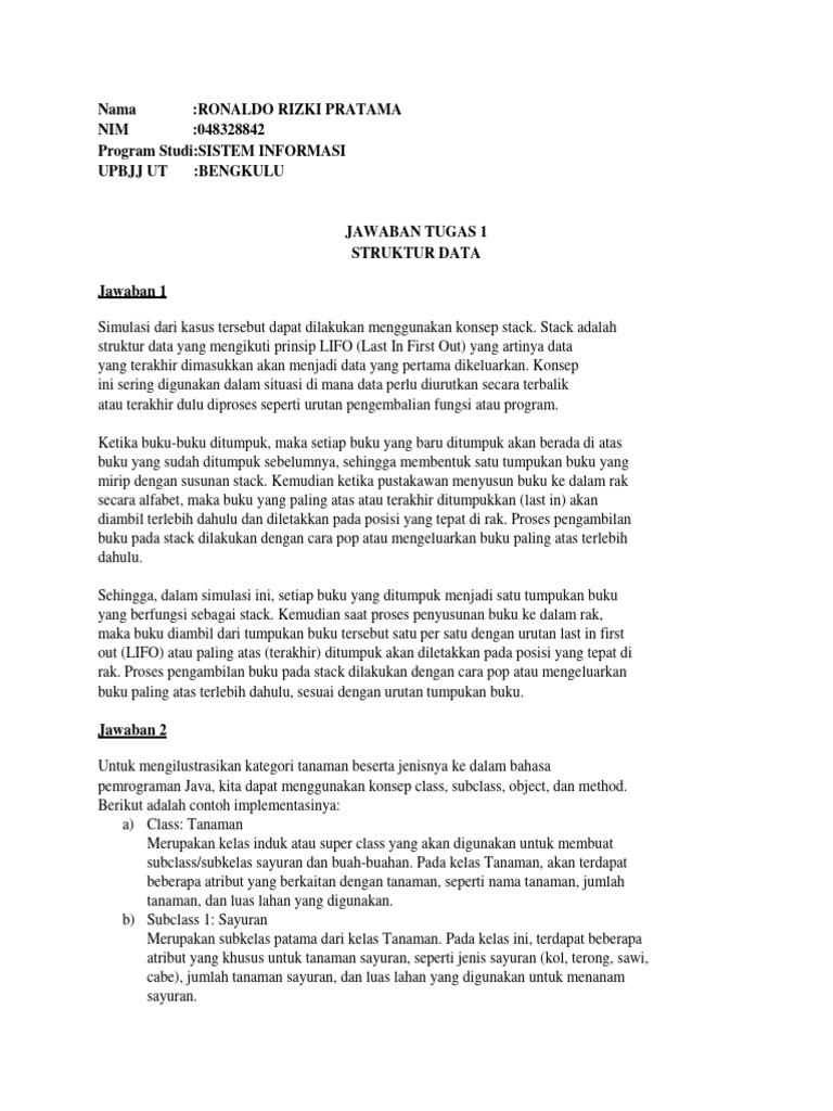 Simulasi Struktur Data dan Pemrograman Java | PDF