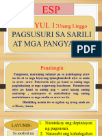 ESP 6 Module 1 Week 1 Pagsusuri Sa Sarili at Mga Pangyayari