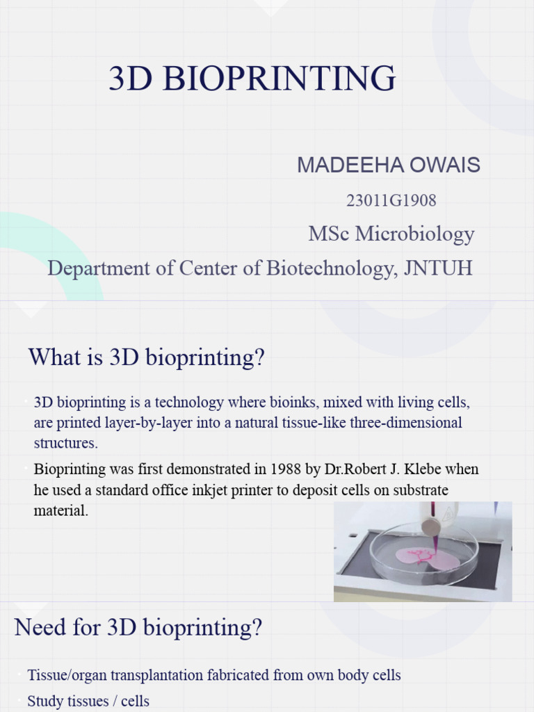 Overview of 3D Bioprinting Techniques | PDF | Materials | Clinical Medicine