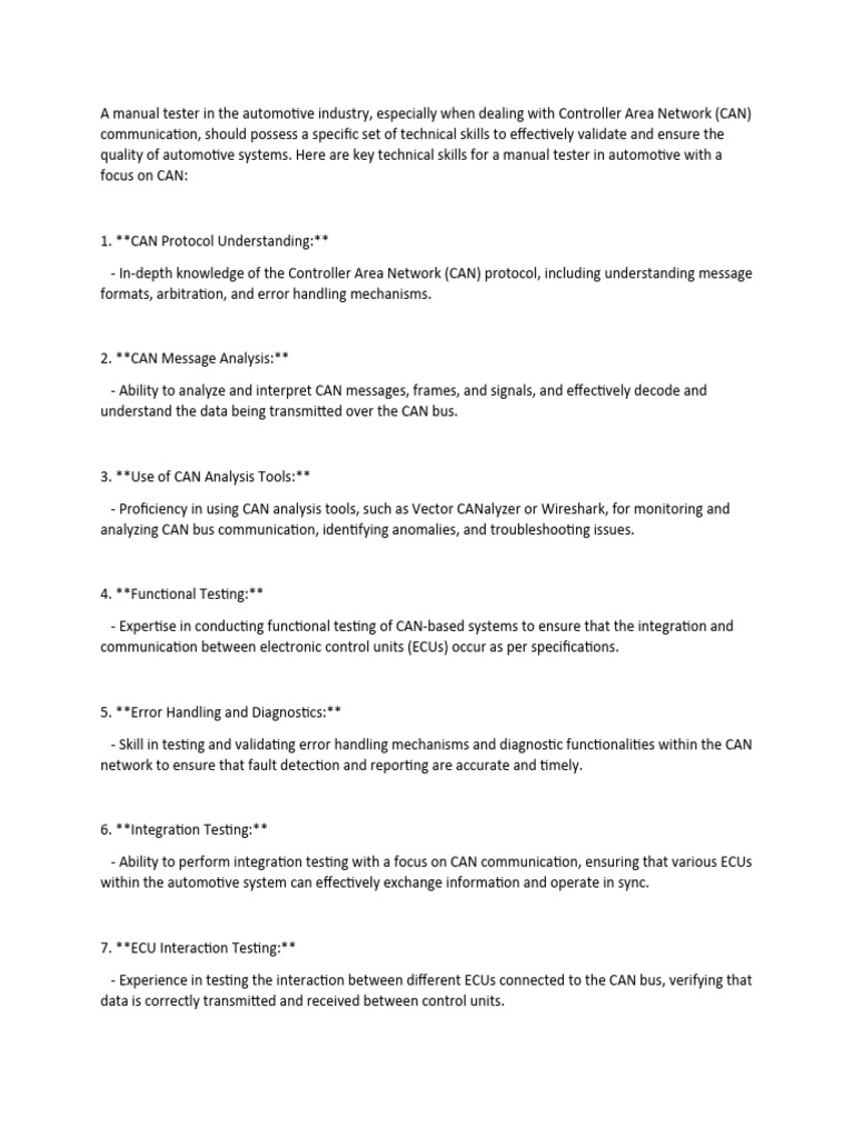 A Manual Tester in The Automotive Industry | PDF | Communication ...